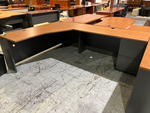 Used Cherry & Gray L-Shape Desk