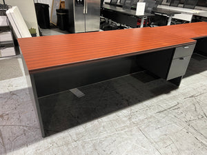 Used Large Cherry & Grey Straight Desk