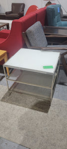 White and Glass End Table