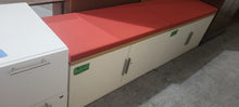 Load image into Gallery viewer, Red Fabric and White Storage Cabinet
